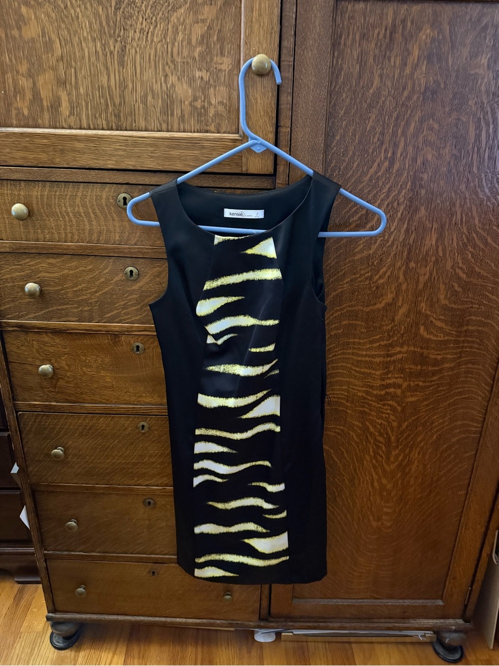 Kensie Black and Lime Green Dress